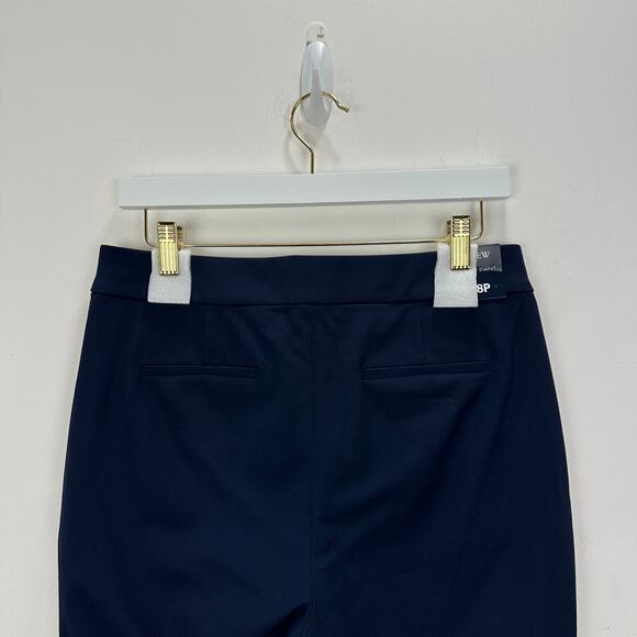 J.Crew Petite Kelsey Cotton Blend Flare Pant High Waist Navy Slim Crop US 8 NWT - Picture 10 of 13